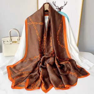 Brown & Orange Silk Stole