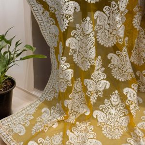 White on Orange Embroidered Dupatta