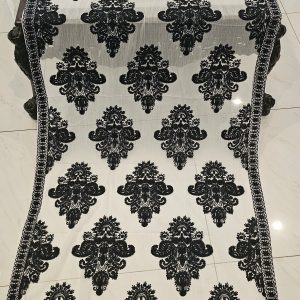 Black on White Chiffon Embroidered Dupatta # 1