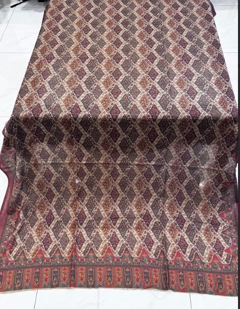Diamond Weave – Premium Printed Pashmina Shawl in Dark Beige (2.5 Yards)