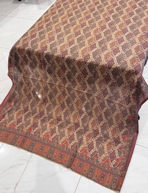 Diamond Weave – Premium Printed Pashmina Shawl in Dark Beige (2.5 Yards) - Image 3