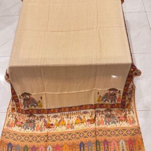 Elephant Style – Printed Pashmina Shawl in Light Beige (2.5 Yards)