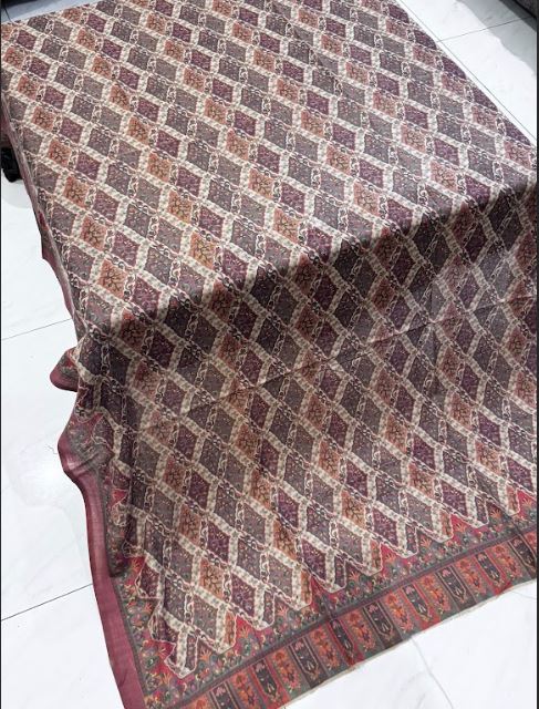 Diamond Weave – Premium Printed Pashmina Shawl in Dark Beige (2.5 Yards) - Image 2