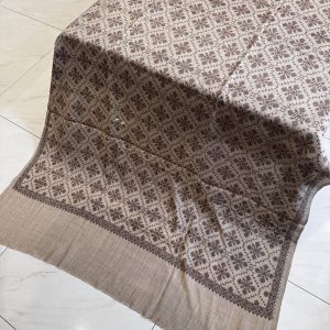 Ayla – Full Embroidered Shawl in Sandy Beige (2.5 Yards)