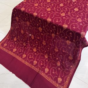 Riwa – Maroon Embroidered Pashmina Shawl (2.5 Yards)