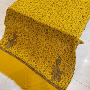 Elan – Mustard Embroidered Pashmina Shawl (2.5 Yards)