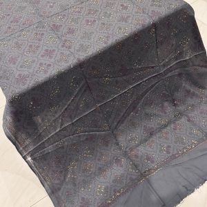 Lina – Grey Embroidered Pashmina Shawl (2.5 Yards)