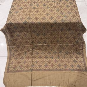 Ruqaya – Dark Brown Beige Embroidered Pashmina Shawl (2.5 Yards)