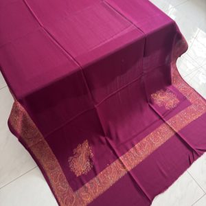 Royal Bloom – Embroidered Border Pashmina Shawl in Magenta (2.5 Yards)