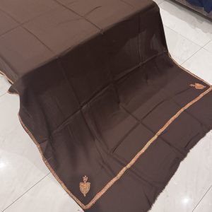 Yusra – Brown Pashmina Shawl with Traditional Kingri-Style Border (2.5 Yards)