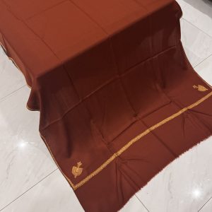 Zarqa – Rust Pashmina Shawl with Traditional Kingri-Style Border (2.5 Yards)