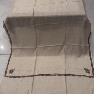 Aqsa – Ivory Pashmina Shawl with Traditional Kingri-Style Border (2.5 Yards)