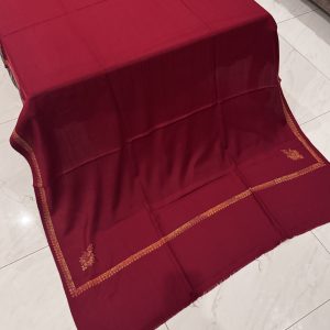 Noorain – Maroon Pashmina Shawl with Traditional Kingri-Style Border (2.5 Yards)