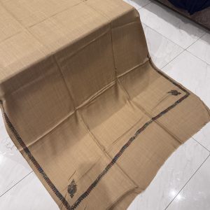 Haleema – Beige Pashmina Shawl with Traditional Kingri-Style Border (2.5 Yards)