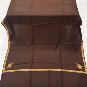 Rida – Brown Pashmina Shawl with Traditional Kingri-Style Border (2.5 Yards)