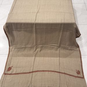 Tahira – Sandy Beige Pashmina Shawl with Traditional Kingri-Style Border (2.5 Yards)