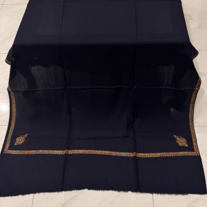 Mehrunisa – Navy Blue Pashmina Shawl with Traditional Kingri-Style Border (2.5 Yards)