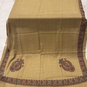 Nayla – Beige Pashmina Shawl with Classic Border Embroidery (2.5 Yards)