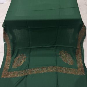 Naureen – Green Pashmina Shawl with Classic Border Embroidery (2.5 Yards)