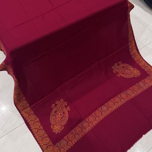 Aleena – Maroon Pashmina Shawl with Classic Border Embroidery (2.5 Yards)