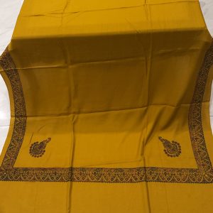 Sehrish – Mustard Pashmina Shawl with Classic Border Embroidery (2.5 Yards)
