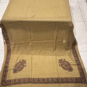 Hoorain – Dark Beige Pashmina Shawl with Classic Border Embroidery (2.5 Yards)