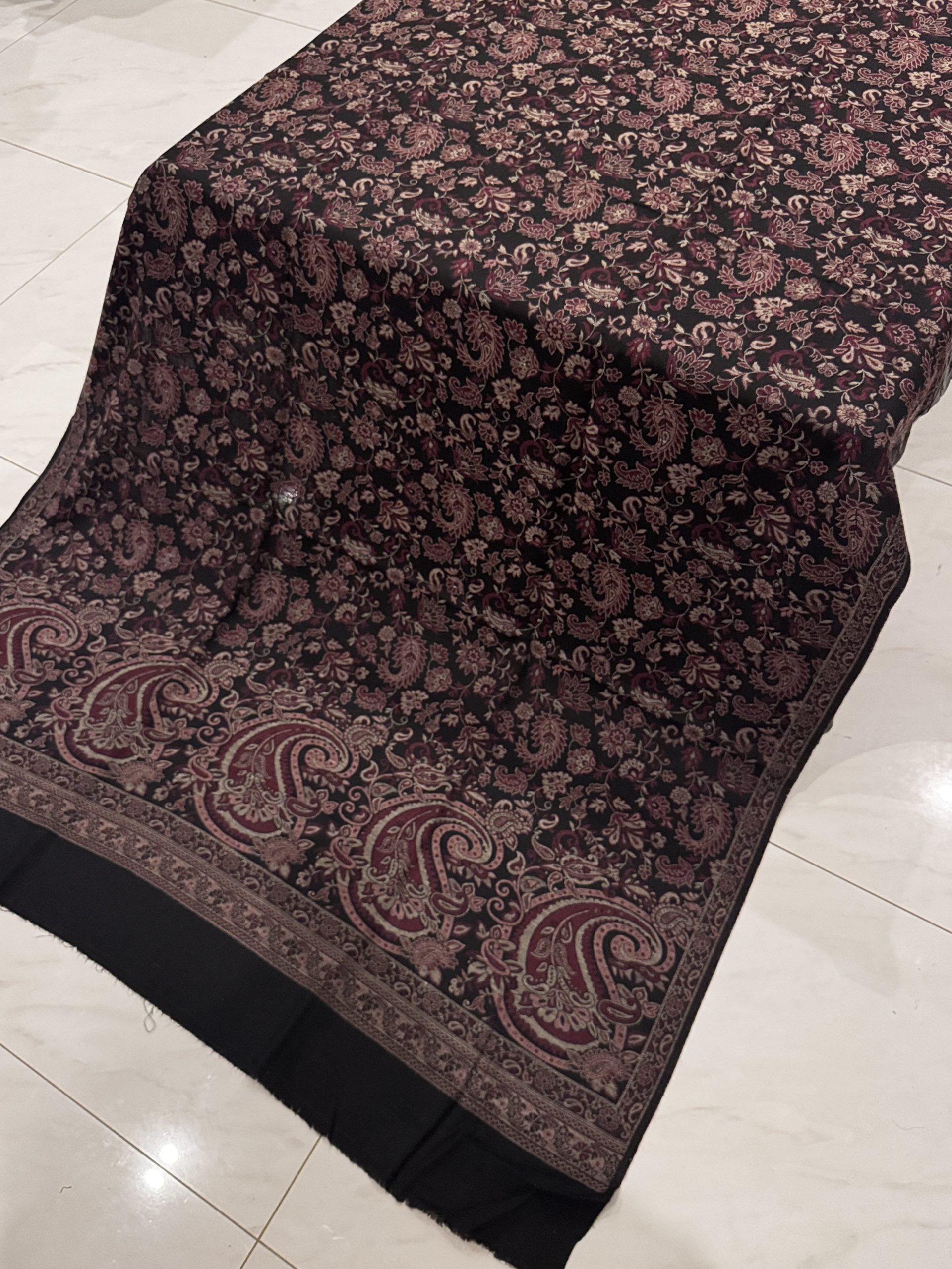 Shafaq – Black Kani Pashmina Shawl with Traditional Woven Motifs (2.5 Yards) - Image 2