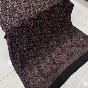 Shafaq – Black Kani Pashmina Shawl with Traditional Woven Motifs (2.5 Yards)