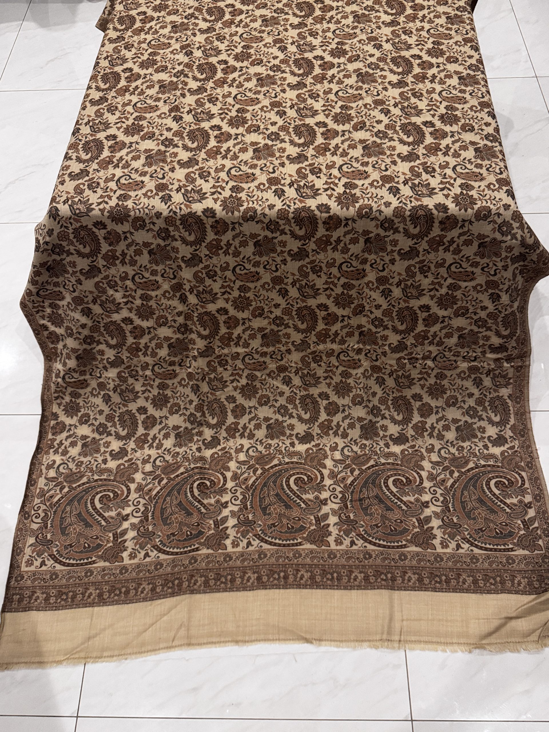 Zarif – Dark Beige Kani Pashmina Shawl with Traditional Woven Motifs (2.5 Yards) - Image 3