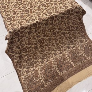 Zarif – Dark Beige Kani Pashmina Shawl with Traditional Woven Motifs (2.5 Yards)