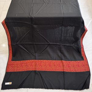 Shahkaar-e-Siyaah – Black Pashmina Shawl with Traditional Kani Border (2.5 Yards)