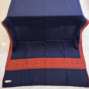 Shahkaar-e-Neel – Navy Blue Pashmina Shawl with Traditional Kani Border (2.5 Yards)