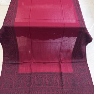 Shahkaar-e-Marjan – Maroon Jamawar Pashmina Shawl with Black Kani Woven Border (2.5 Yards)
