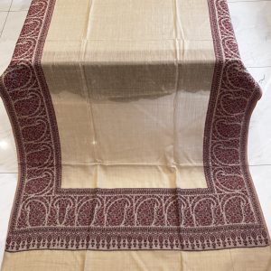 Shahkaar-e-Khas – Beige Jamawar Pashmina Kani Shawl with Wide Kani Border (2.5 Yards)
