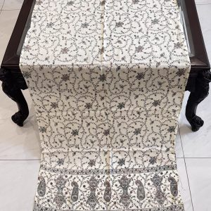 Noorain – Full Embroidered Off White Pashmina Stole (28x80 inches)