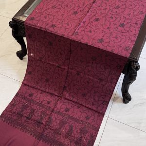 Roshana – Full Embroidered Purplish Pink Pashmina Stole (28x80 inches)