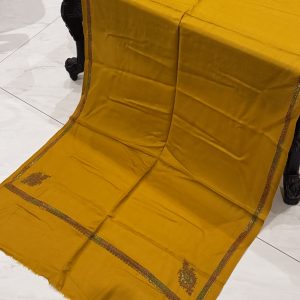 Mehnaz – Mustard Pashmina Stole with Kingri Border Embroidery (28x80 inches)