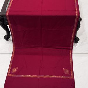 Gulrukh – Maroon Pashmina Stole with Kingri Border Embroidery (28x80 inches)