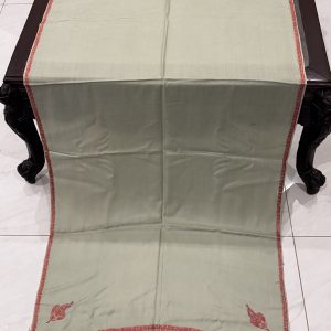 Anzela – Pista Green Pashmina Stole with Kingri Border Embroidery (28x80 inches)