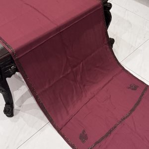 Zarmina – Purplish Pink Pashmina Stole with Kingri Border Embroidery (28x80 inches)