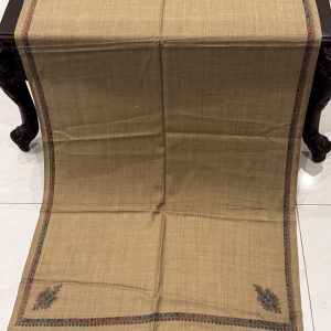 Hina – Dark Beige Pashmina Stole with Kingri Border Embroidery (28x80 inches)