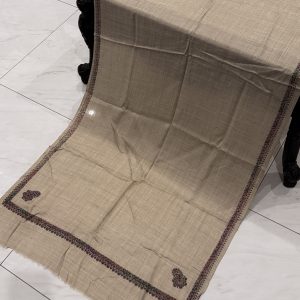 Rimsha – Sandy Beige Pashmina Stole with Kingri Border Embroidery (28x80 inches)