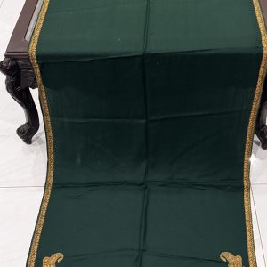 Meherun – Bottle Green Pashmina Stole with Kingri Border Embroidery (28x80 inches)