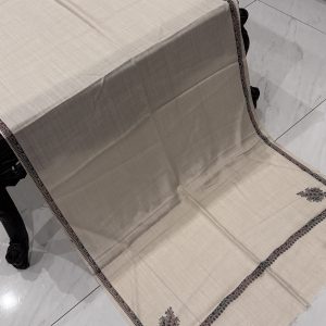 Afsheen – Ivory Pashmina Stole with Kingri Border Embroidery (28x80 inches)