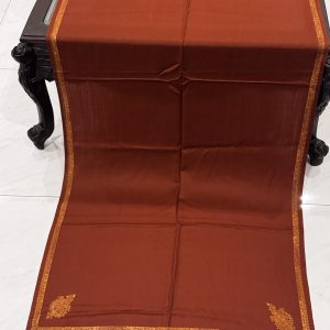Sehrish – Rust Pashmina Stole with Kingri Border Embroidery (28x80 inches)