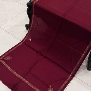 Suhani – Maroon Pashmina Stole with Kingri Border Embroidery (28x80 inches)