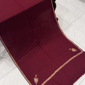 Gulbahar – Maroon Pashmina Stole with Kingri Border Embroidery (28x80 inches)