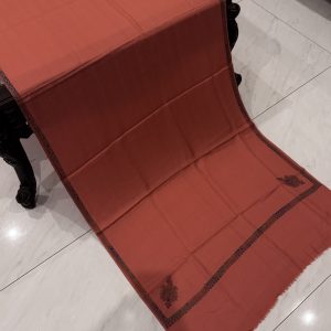 Nergis – Tea Pink Pashmina Stole with Kingri Border Embroidery (28x80 inches)