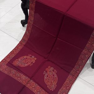 Zarmin – Maroon Classic Border Pashmina Stole (28x80 Inches)
