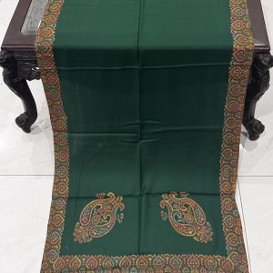 Gulnar – Green Classic Border Pashmina Stole (28x80 Inches)